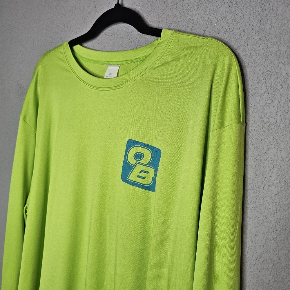 Sport Tek Performance Tee Shirt Mens XL Orange Beach Neon Green Blue Marlin Fish - Picture 3 of 7